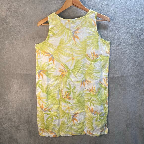 Cotton Connection Dress Medium Linen Hawaiian Tropical Floral‎ Vacation Resort - Picture 2 of 13